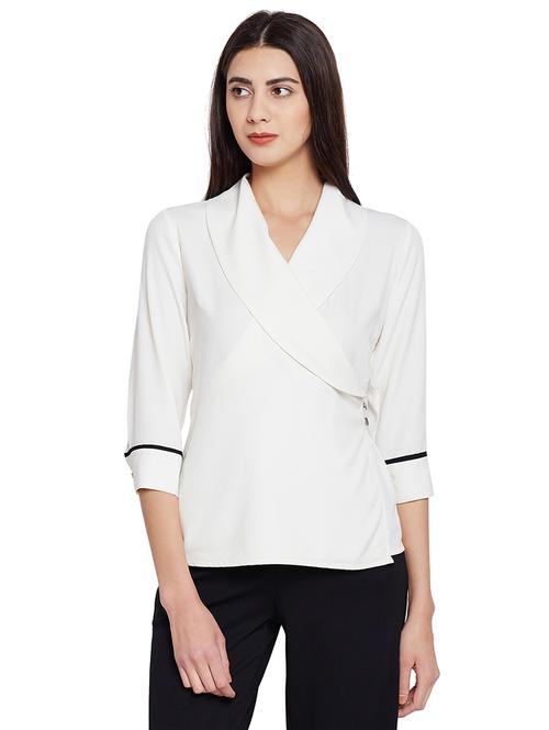 stylized collar wrap top - 15001394 - Very Small Image - 1