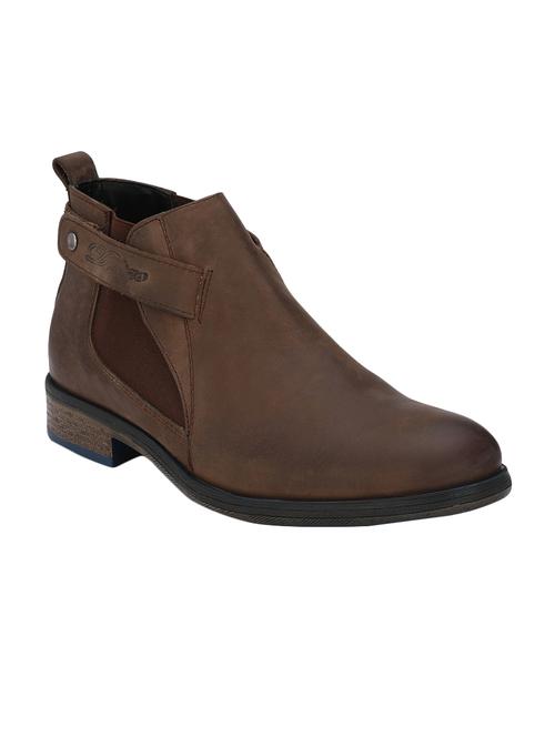 brown leather slip on boot - 15001437 - Very Small Image - 1