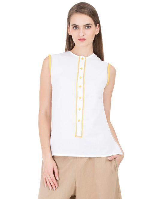grass by gitika goyal white cotton top - 15002466 - Very Small Image - 1