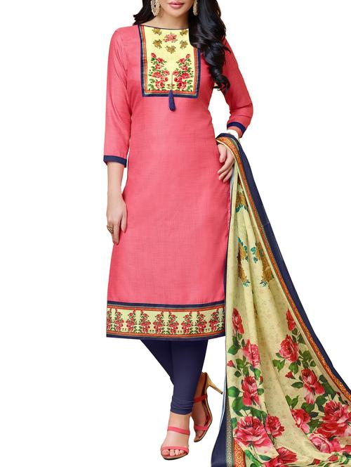 floral unstitched churidaar suit - 15004327 - Very Small Image - 1