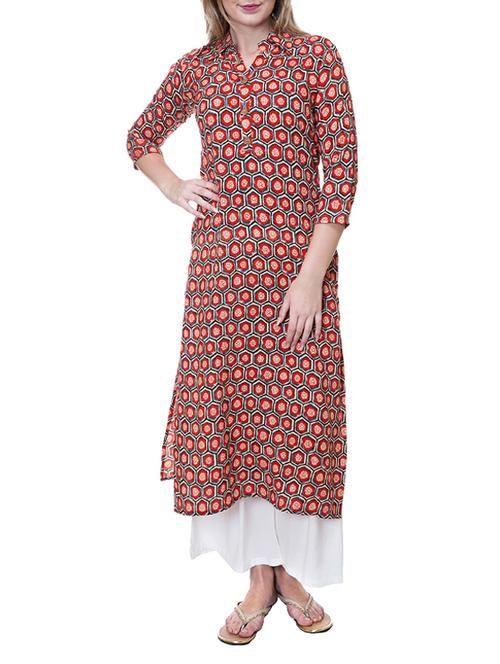 red rayon straight kurta - 15004653 - Very Small Image - 1