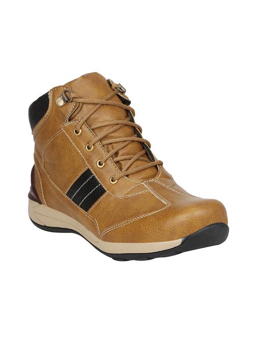 tan leatherette high ankle boot - 15005176 - Very Small Image - 1