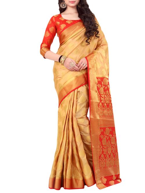cream silk saree - 15005524 - Very Small Image - 1