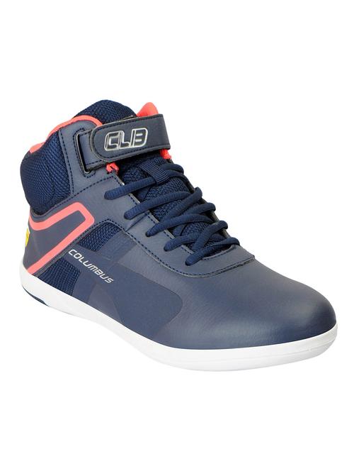 navy leatherette lace up sneaker - 15005671 - Very Small Image - 1