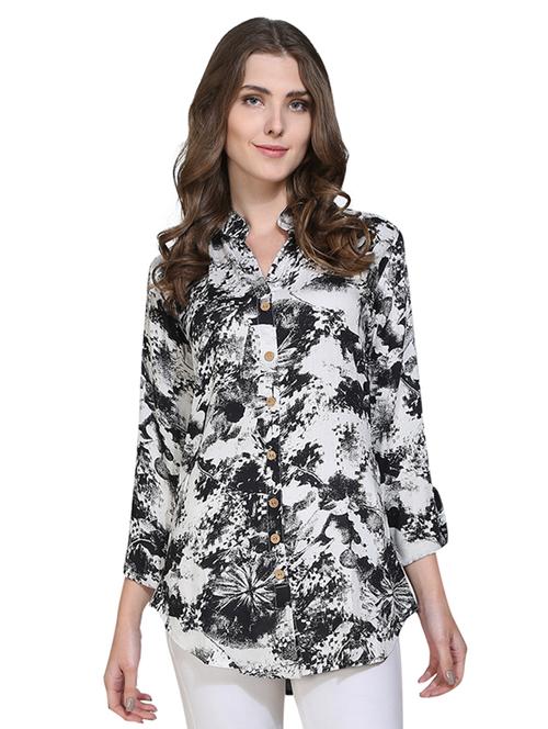 white rayon printed shirt - 15006135 - Very Small Image - 1