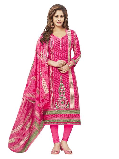 pink churidaar suit unstitched suit - 15006730 - Very Small Image - 1