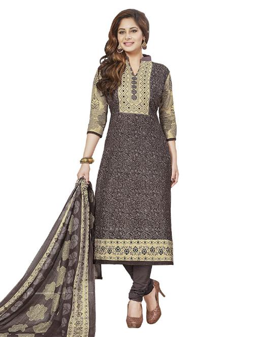 grey churidaar suit unstitched suit - 15006737 - Very Small Image - 1