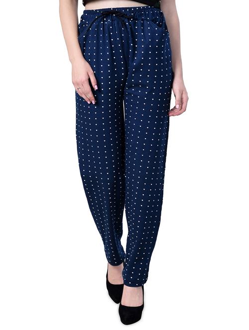navy blue printed cotton trouser - 15007099 - Very Small Image - 1