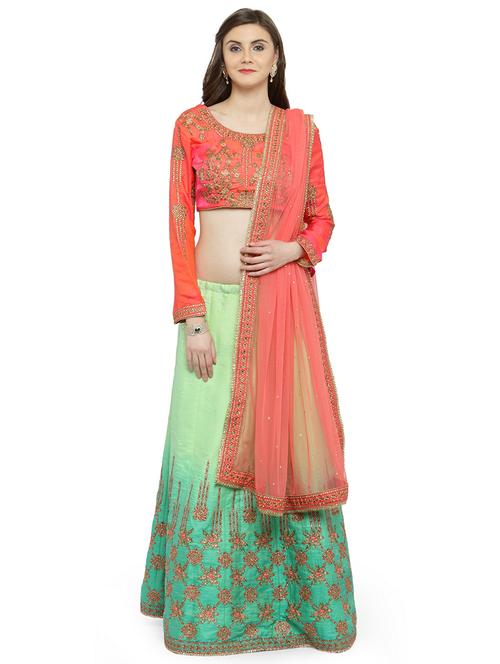 multi colored silk flared lehenga - 15007213 - Very Small Image - 1