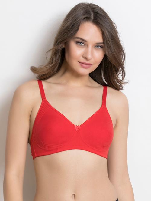 red solid cotton t-shirt bra - 15008058 - Very Small Image - 1