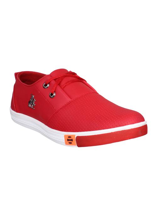 red leatherette lace up sneaker - 15008171 - Very Small Image - 1