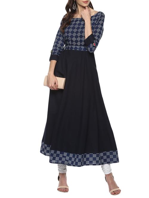 indigo cotton kurta - 15008178 - Very Small Image - 1