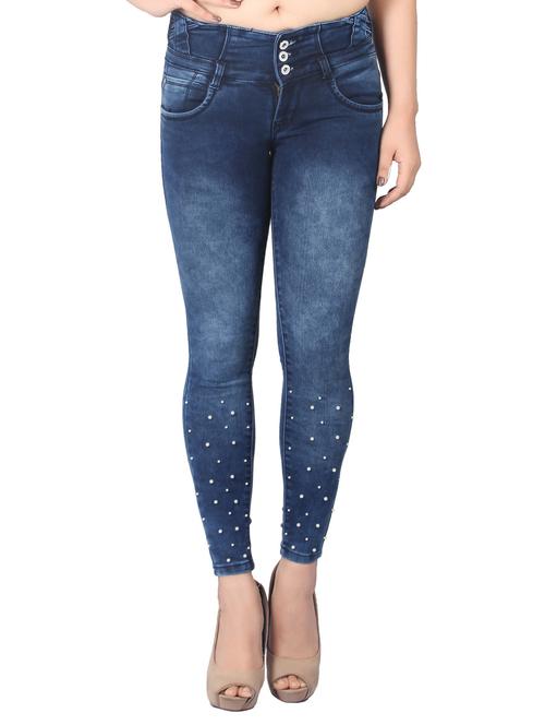 dark blue acid wash denim jeans - 15008368 - Very Small Image - 1