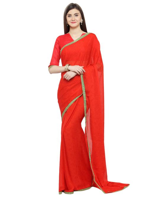 contrast bordered saree - 15008911 - Very Small Image - 1