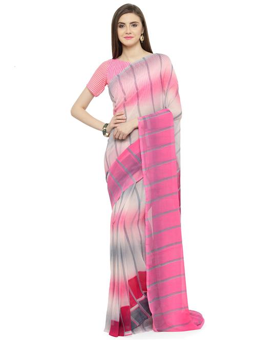beige georgette printed saree - 15009000 - Very Small Image - 1