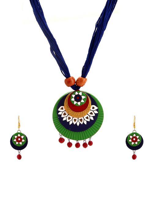 blue wood necklaces and earrings - 15009789 - Very Small Image - 1