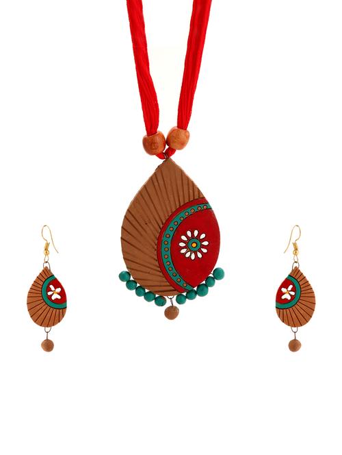 orange wood necklaces and earring - 15009808 - Very Small Image - 1