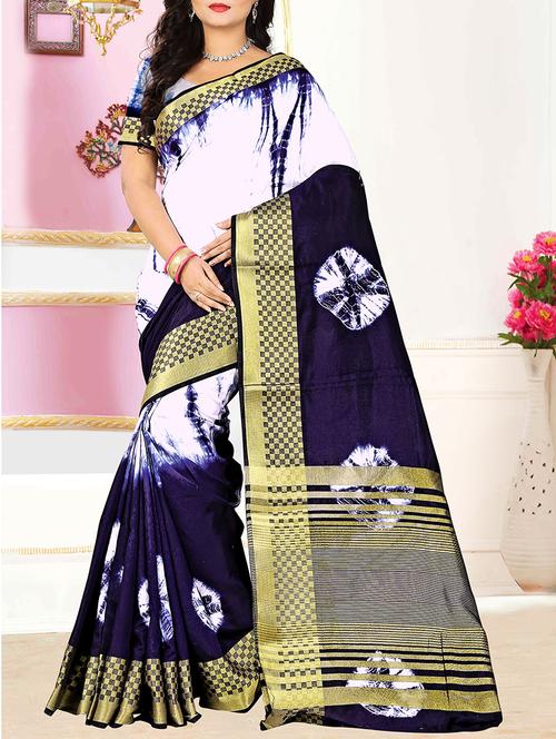 blue silk bordered saree with blouse - 15009855 - Very Small Image - 1