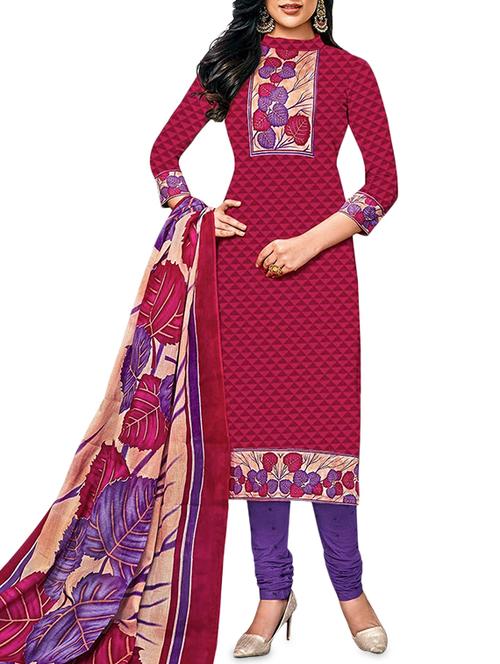 pink unstitched churidaar suit - 15009964 - Very Small Image - 1