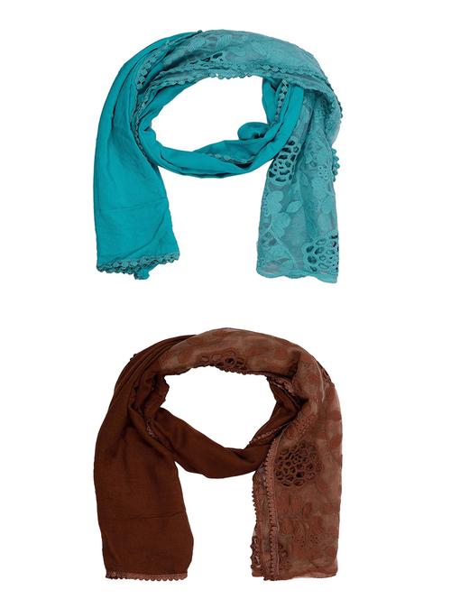 multi colored cotton scarf - 15011166 - Very Small Image - 1