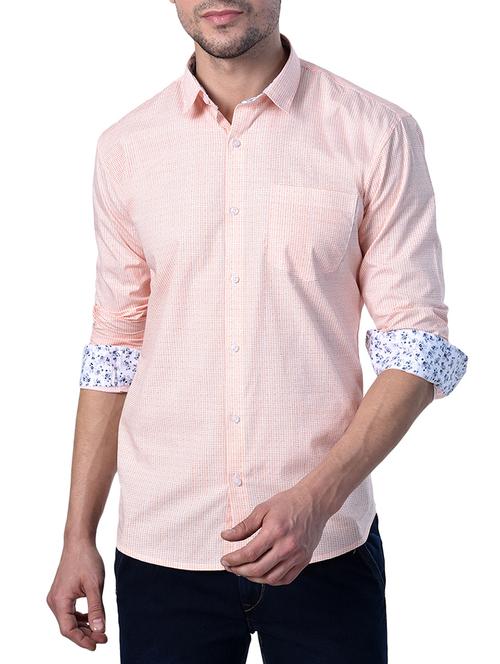 peach cotton casual shirt - 15011557 - Very Small Image - 1