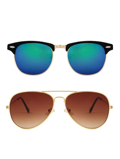 zyaden combo of two sunglasses clubmaster & aviator - pack of 2 - 15012370 - Very Small Image - 1