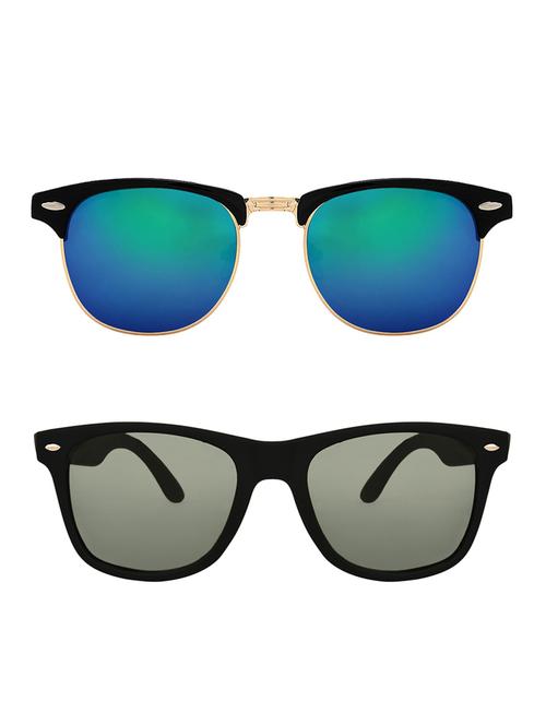 zyaden combo of two sunglasses clubmaster & wayfarer - pack of 2 - 15012383 - Very Small Image - 1