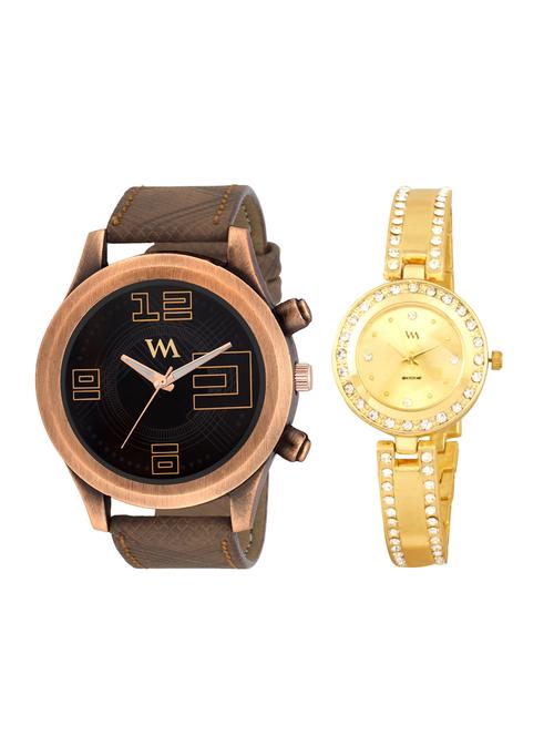 watch me analog watch combo for couple wmal-202-121-gg - 15013900 - Very Small Image - 1