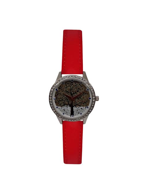 jm new leina style l2 silver dial red leather belt watch - 15014004 - Very Small Image - 1