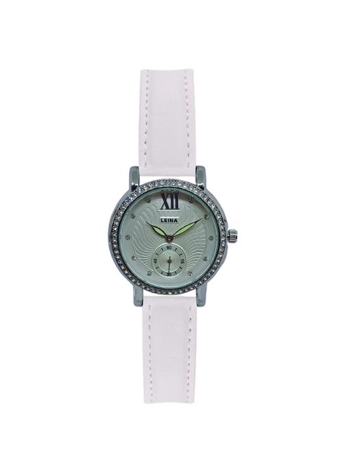 jm silver dial white leather belt watch - 15014022 - Very Small Image - 1