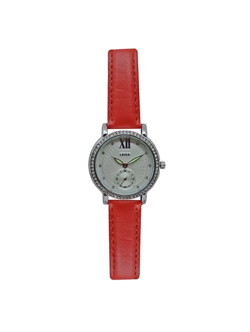 jm new leina style l3 silver dial red leather belt watch - 15014025 - Very Small Image - 1