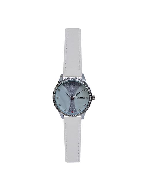 jm new leina style l2 silver dial white leather belt watch - 15014039 - Very Small Image - 1