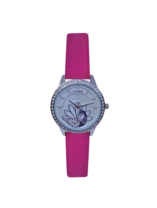 jm new leina style l5 silver dial pink leather belt watch - 15014040 - Very Small Image - 1