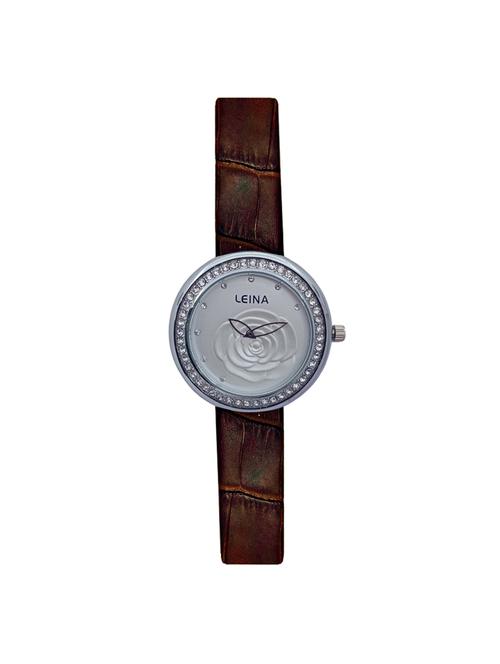 jm new leina style l3 silver dial brown leather belt watch - 15014050 - Very Small Image - 1