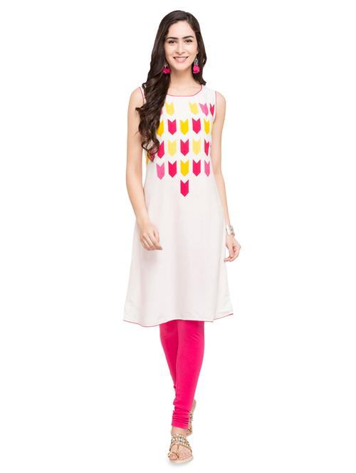 white viscose aline kurta - 15014987 - Very Small Image - 1