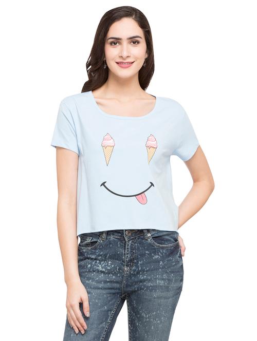 light blue cotton printed tee - 15015026 - Very Small Image - 1