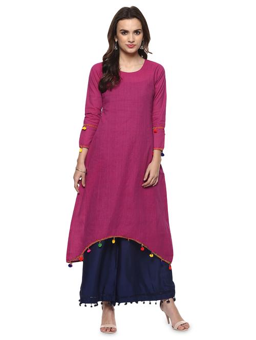 asymmetric lace kurta - 15015119 - Very Small Image - 1