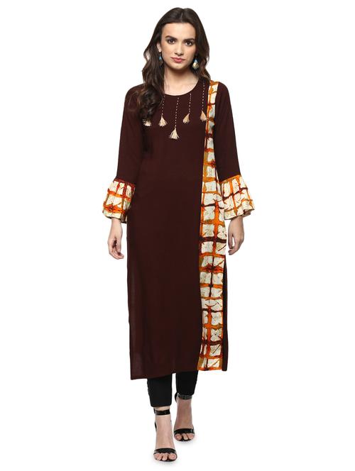 checkered high slit kurta - 15015135 - Very Small Image - 1