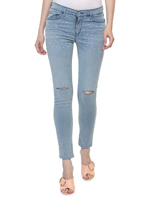 light blue embellished denim jeans - 15015895 - Very Small Image - 1