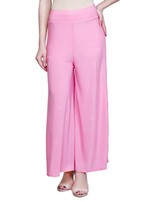 pink solid crepe palazzo - 15016014 - Very Small Image - 1