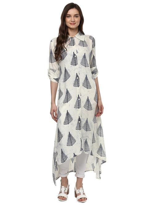 shirt collor high-low kurta - 15016037 - Very Small Image - 1
