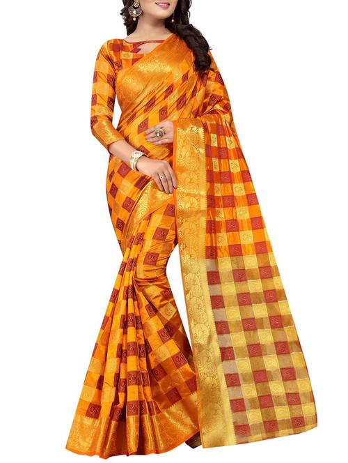 orange nauvari silk saree with blouse - 15016125 - Very Small Image - 1