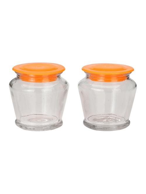 tranparent glass container with colorful plastic lid set of 2 - 15016228 - Very Small Image - 1