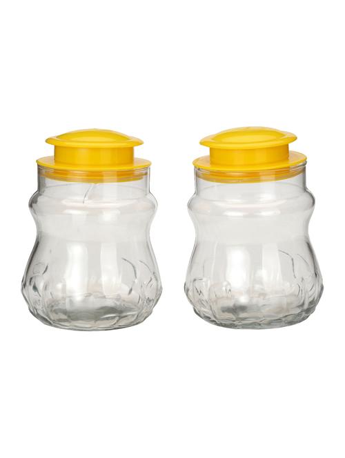 tranparent glass container with colorful stylish plastic lid (set of 2) - 15016234 - Very Small Image - 1