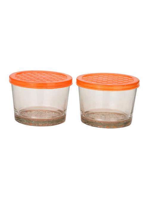 tranparent glass container set with colorful plastic lid (set of 2) - 15016235 - Very Small Image - 1
