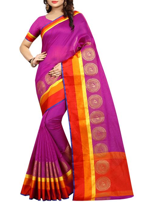 contrast bordered bhagalpuri saree with blouse - 15016996 - Very Small Image - 1