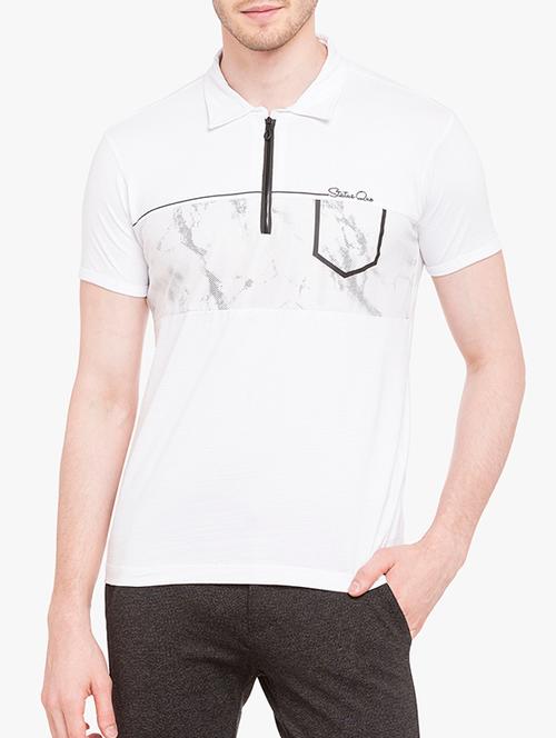 white cotton blend chest print t-shirt - 15017252 - Very Small Image - 1