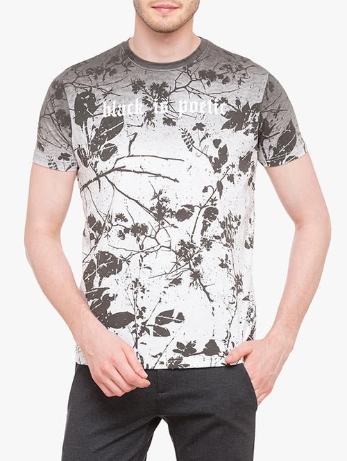 white cotton blend all over print t-shirt - 15017297 - Very Small Image - 1