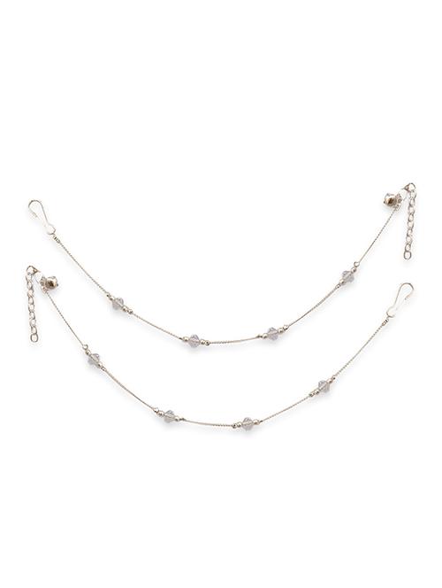 silver metal anklets and payal - 15017449 - Very Small Image - 1