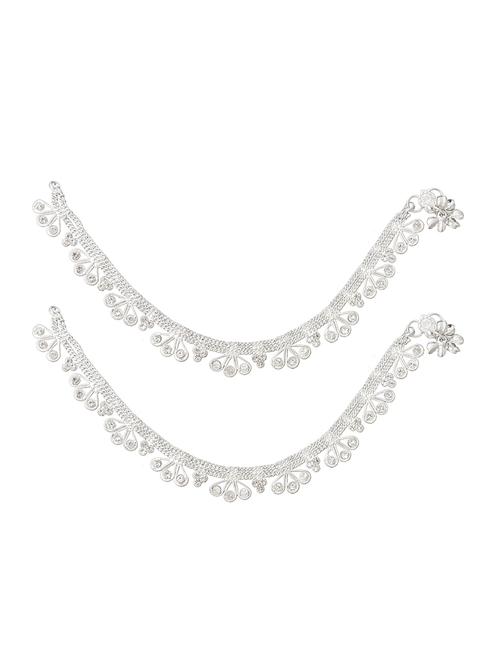 silver metal anklets and payal - 15017488 - Very Small Image - 1